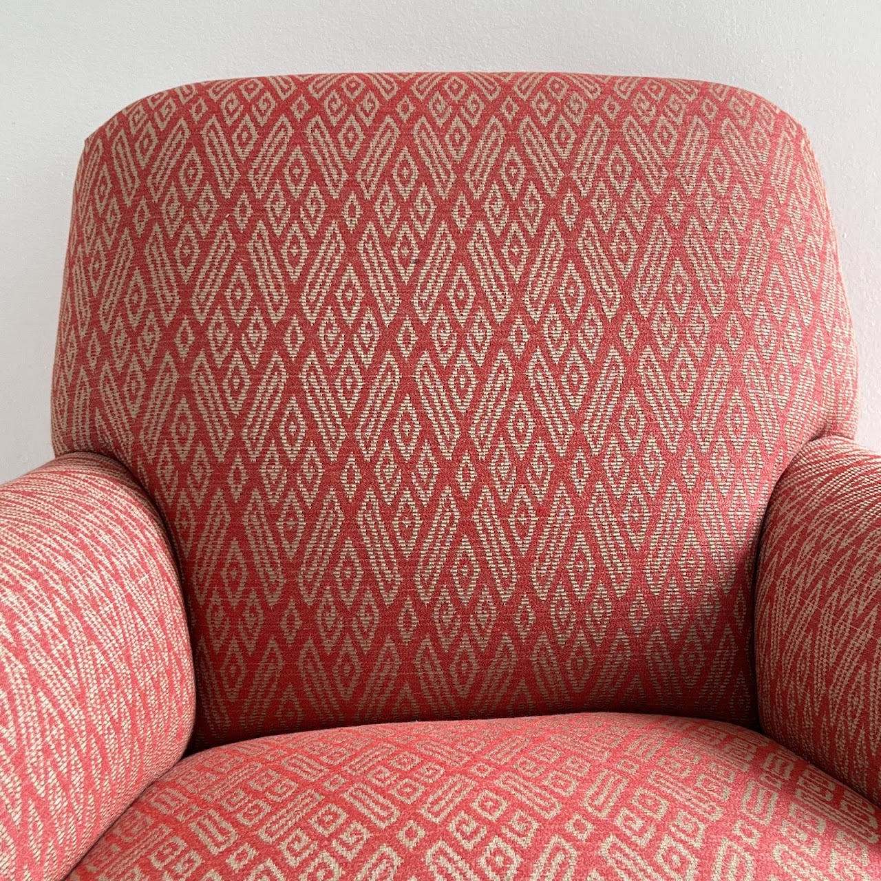 Custom Diamond Jacquard Upholstered Armchair