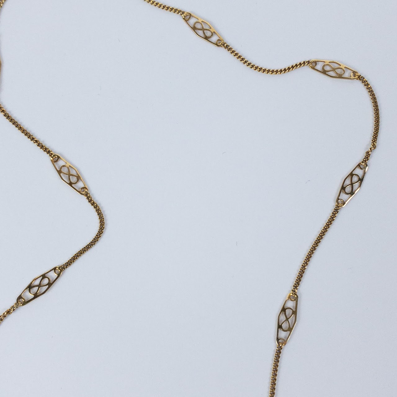 14K Gold Decorative Link Chain Necklace