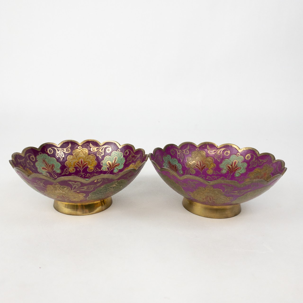 Cloisonné  Peacock Bowl  Duo