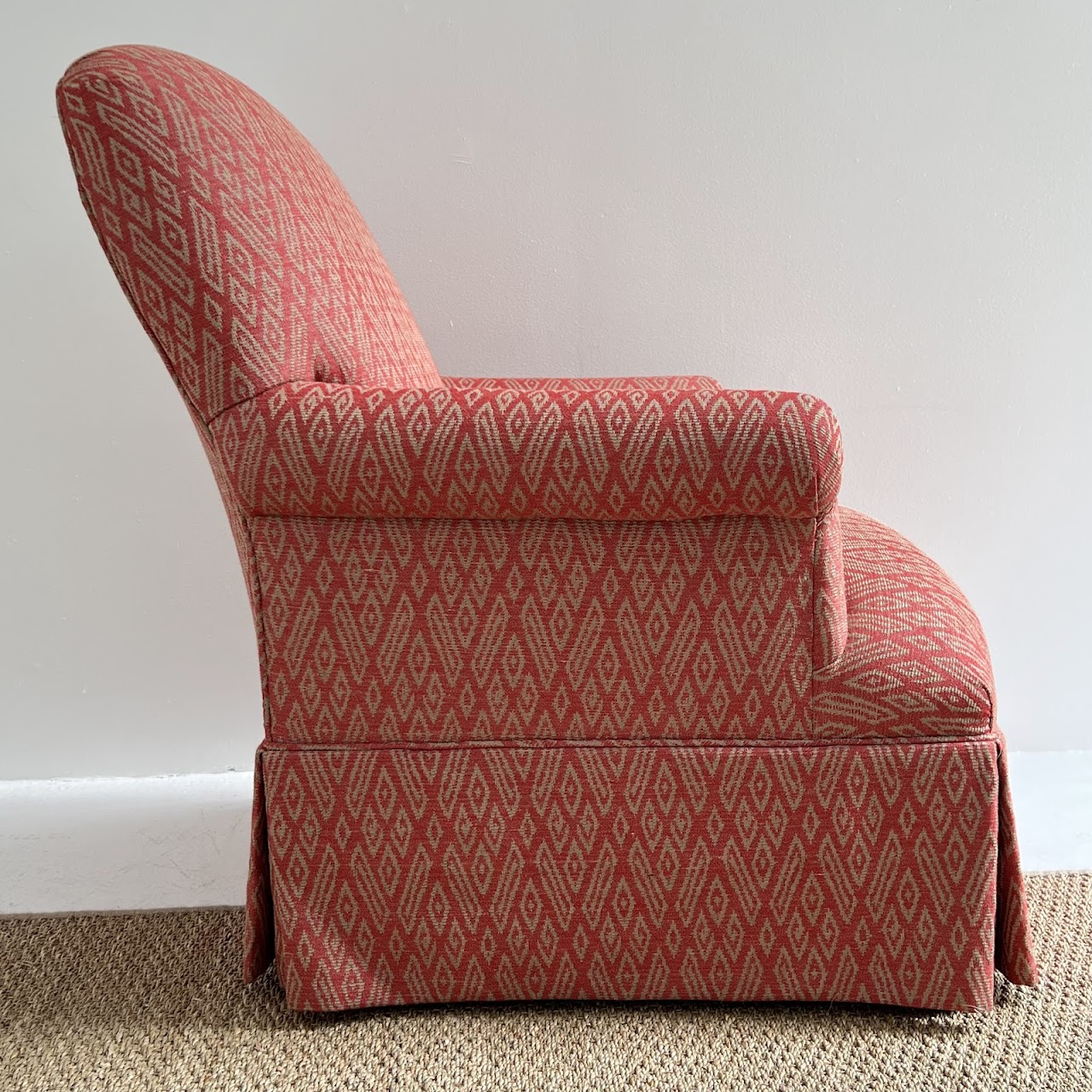 Custom Diamond Jacquard Upholstered Armchair