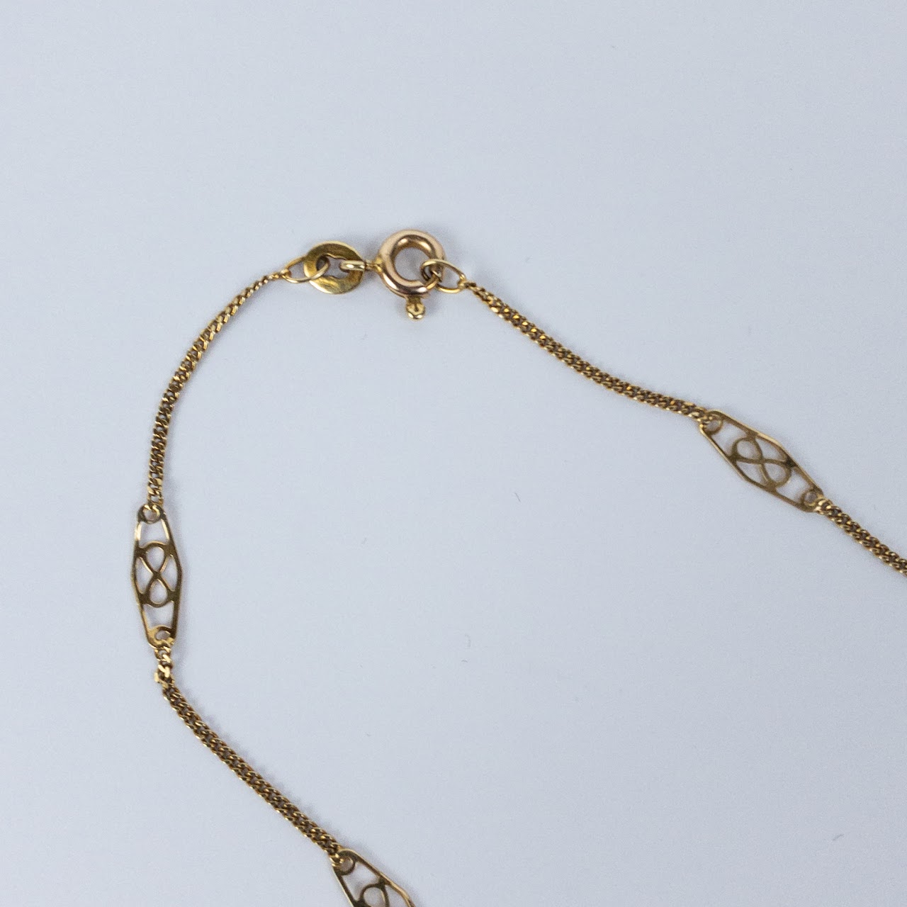 14K Gold Decorative Link Chain Necklace