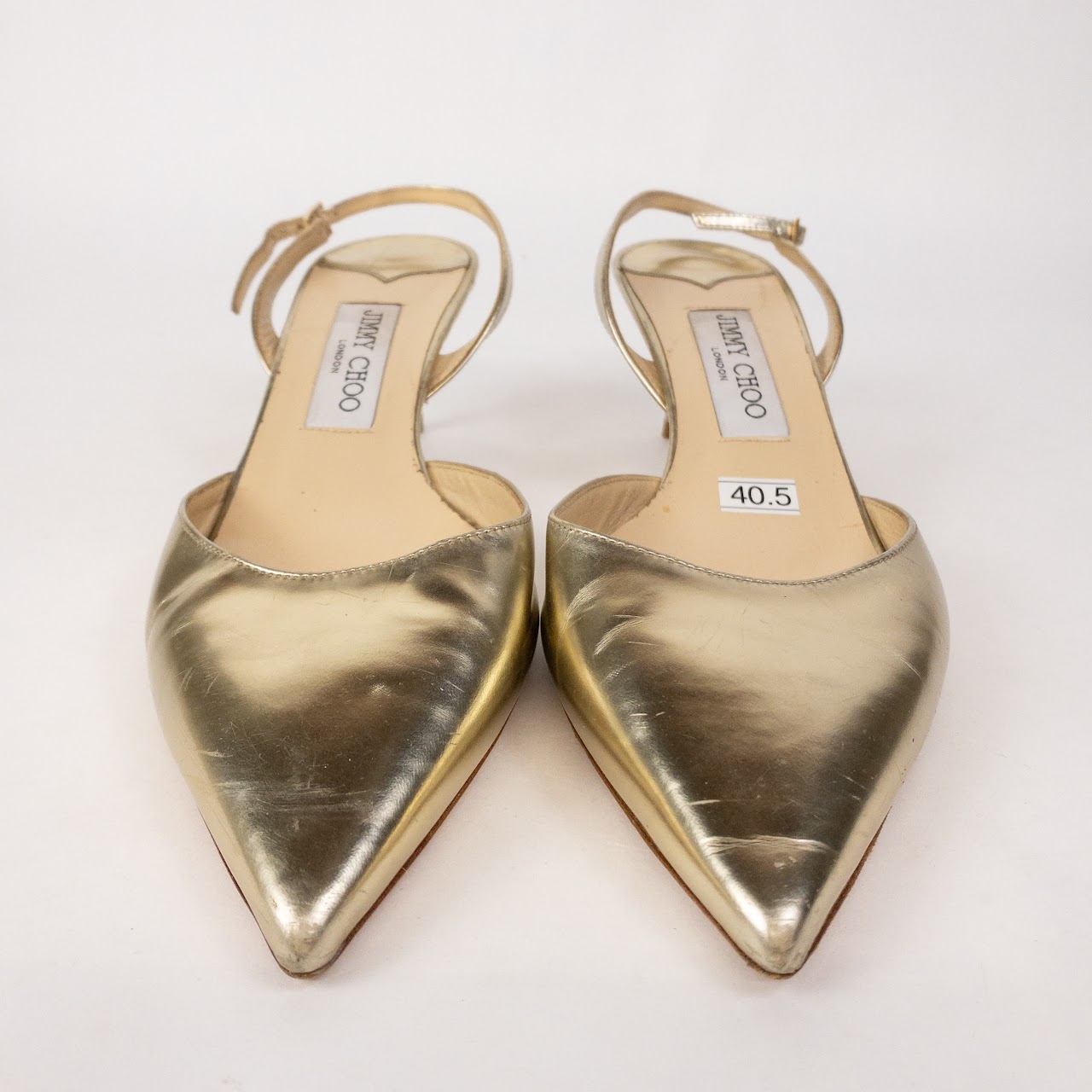 Jimmy Choo Gold Leather Slingback Pumps