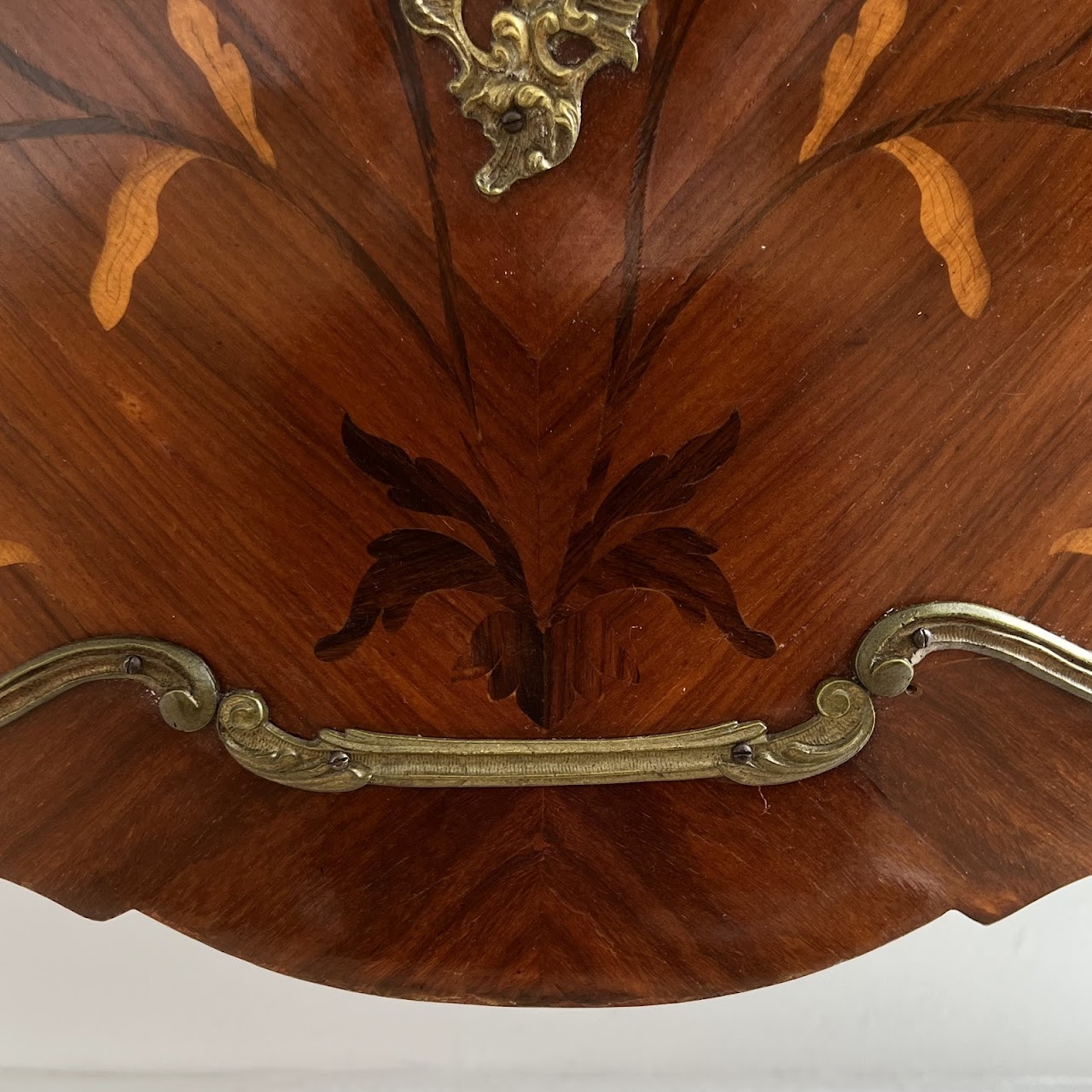 Louis XV Style Marquetry Inlaid Marble Top Commode