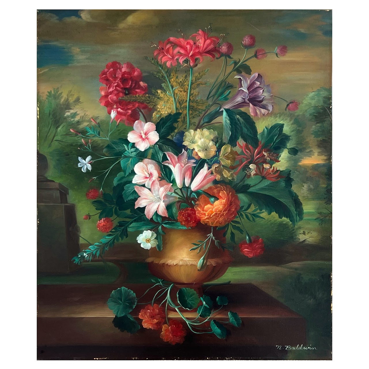 After Jacob van Huysum 'Twelve Months of Flowers: August' Oil Painting