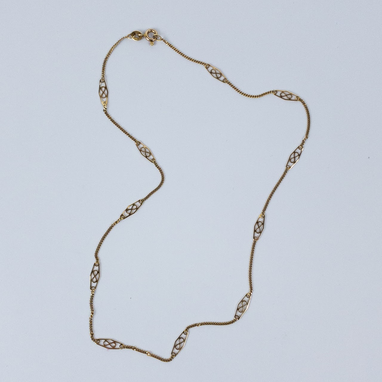 14K Gold Decorative Link Chain Necklace