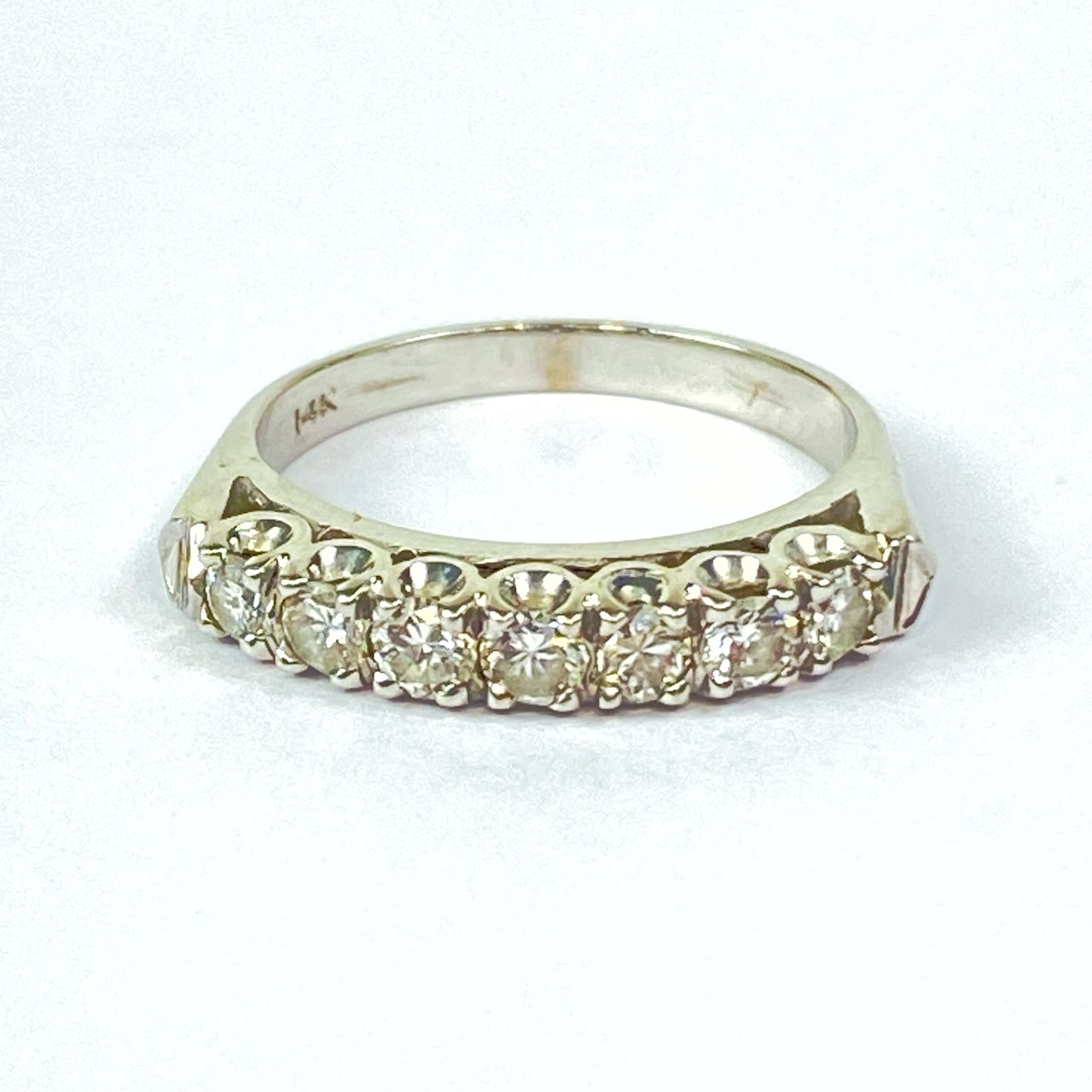 14K White Gold Diamond Band Ring