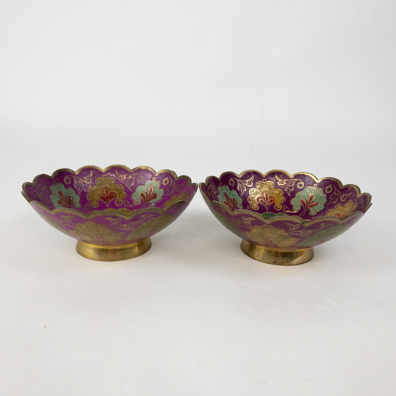 Cloisonné  Peacock Bowl  Duo