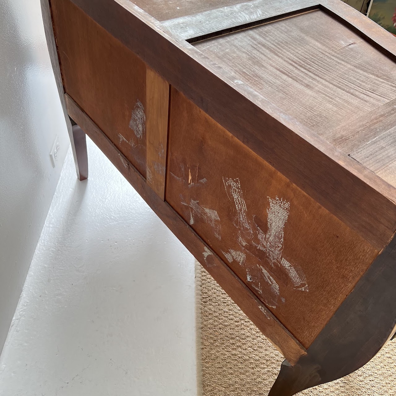 Louis XV Style Marquetry Inlaid Marble Top Commode