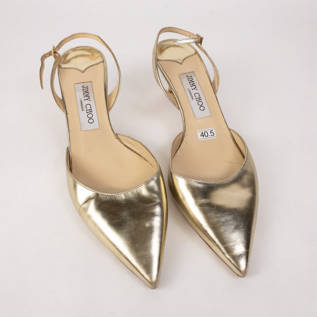 Jimmy Choo Gold Leather Slingback Pumps