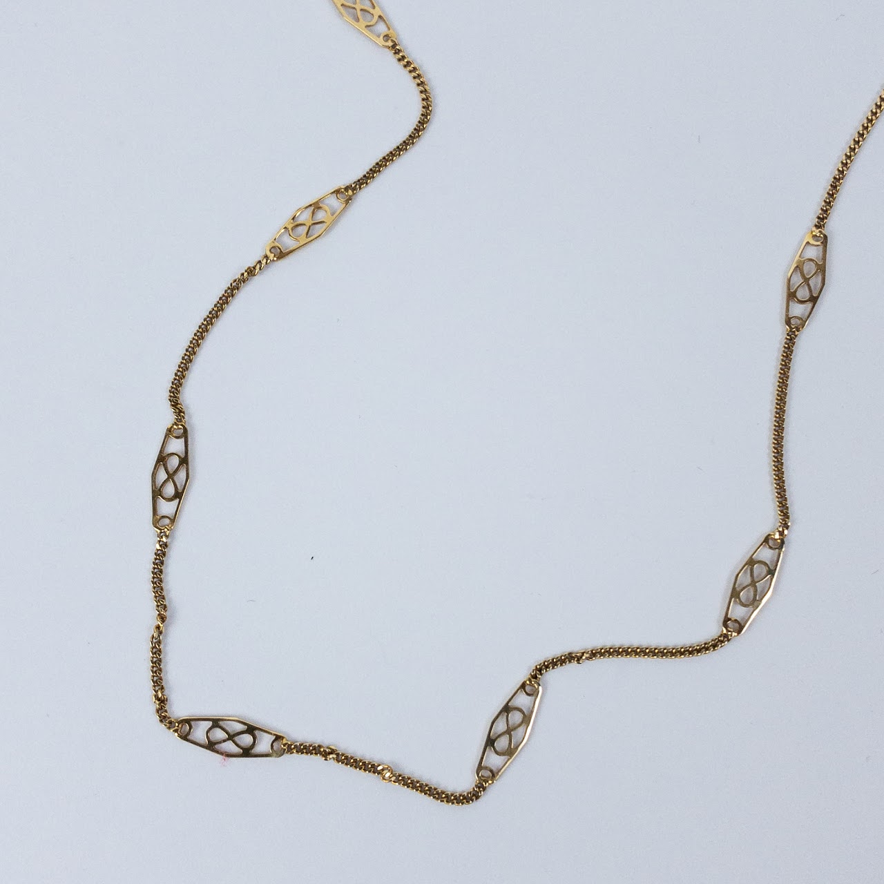 14K Gold Decorative Link Chain Necklace