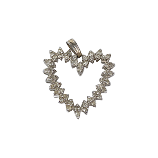 14K White Gold Diamond Heart Pendant