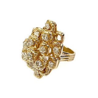 14K Gold & Diamond Step Ring