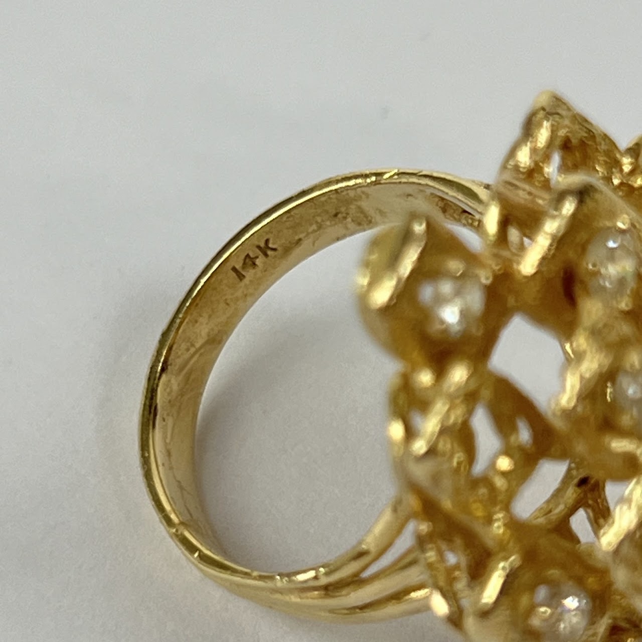 14K Gold & Diamond Step Ring