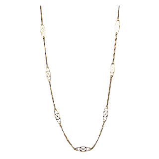 14K Gold Decorative Link Chain Necklace