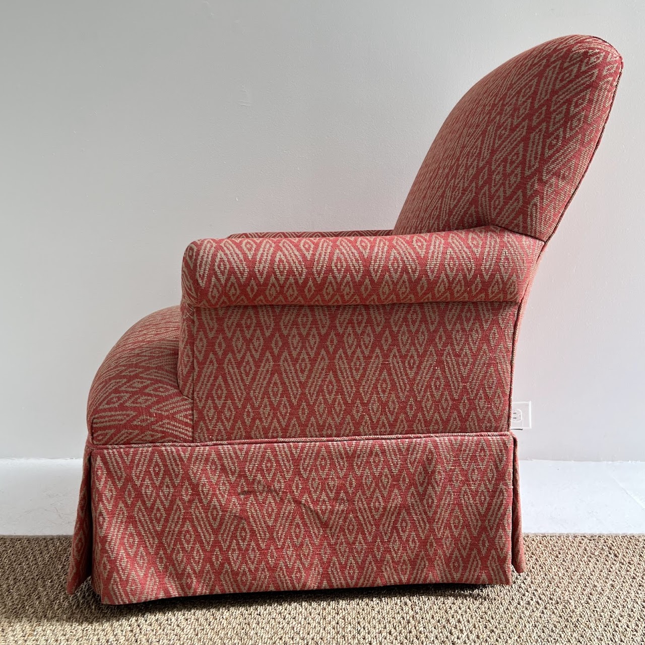 Custom Diamond Jacquard Upholstered Armchair