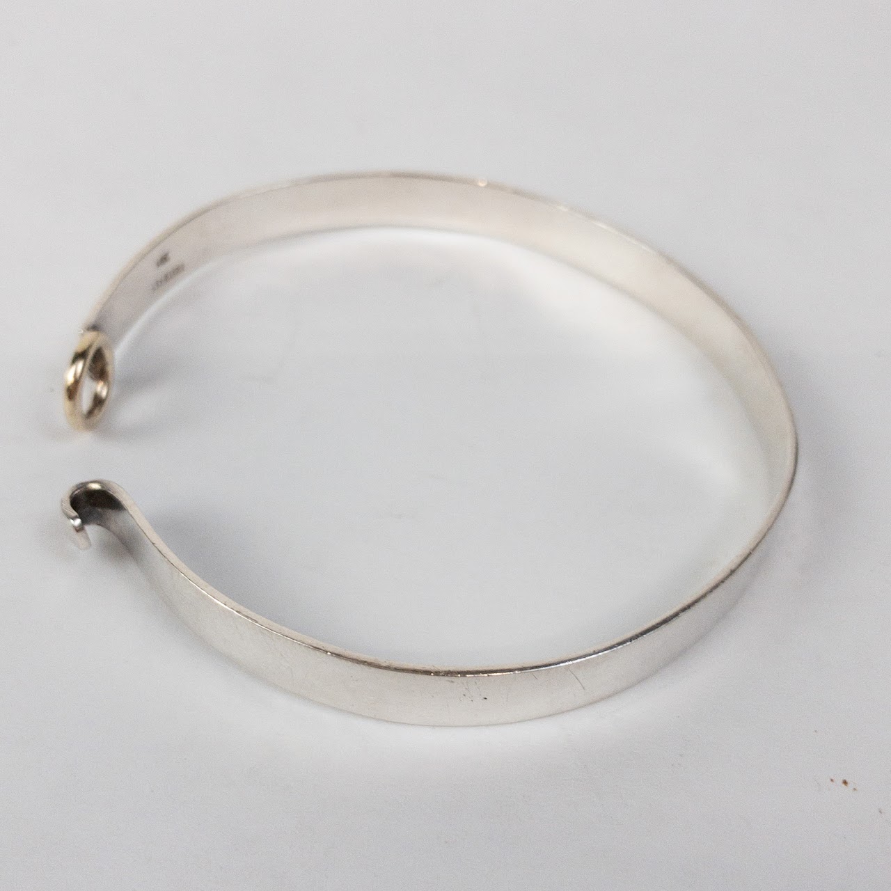 14K Gold & Sterling Silver Locking Bangle Bracelet