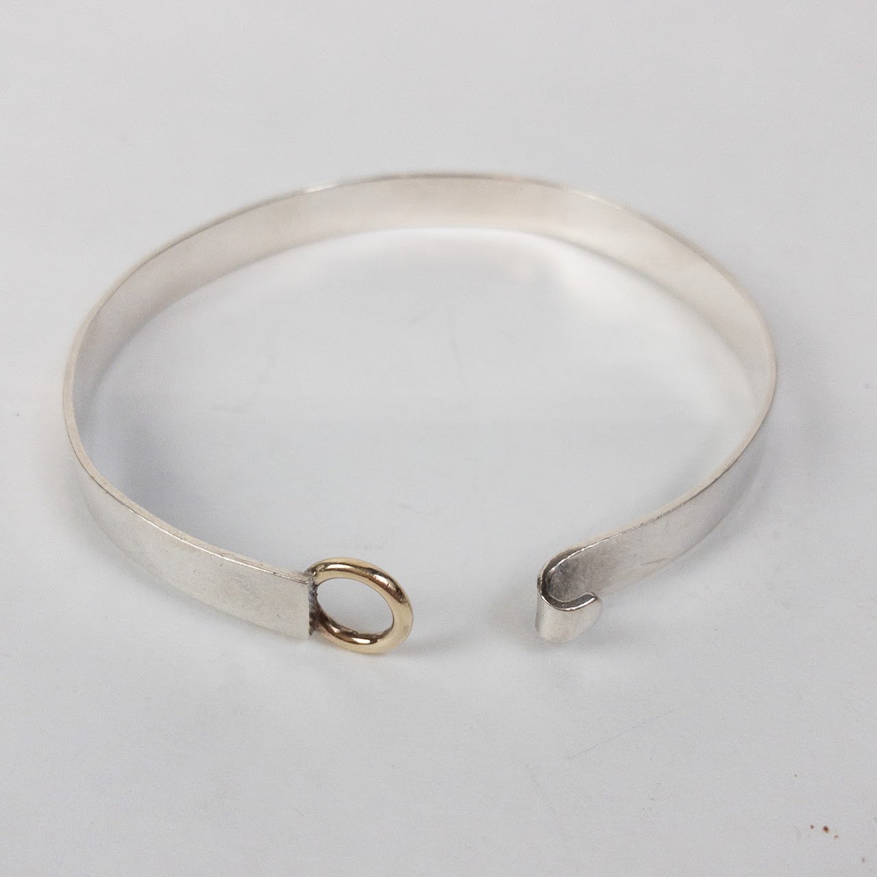 14K Gold & Sterling Silver Locking Bangle Bracelet