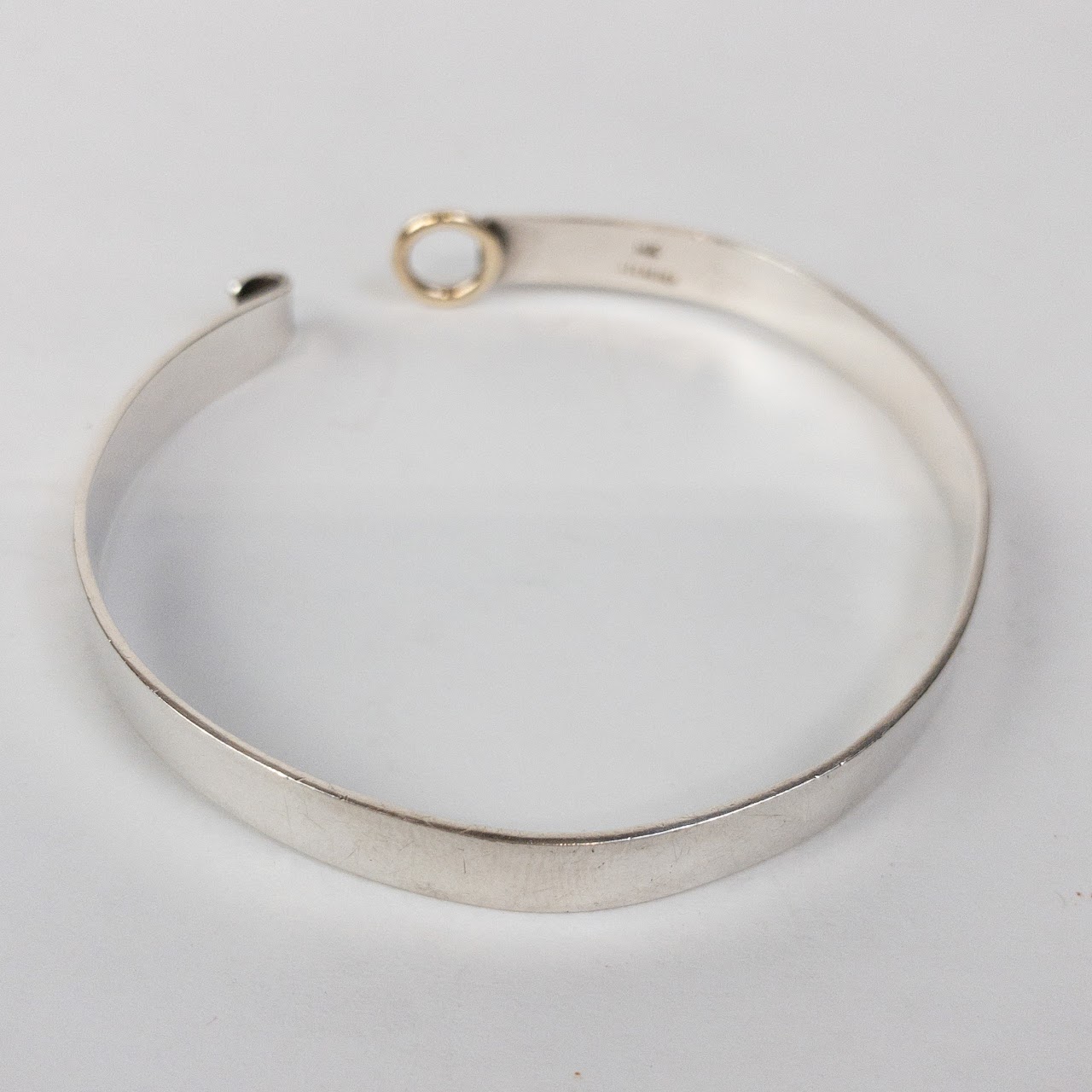 14K Gold & Sterling Silver Locking Bangle Bracelet