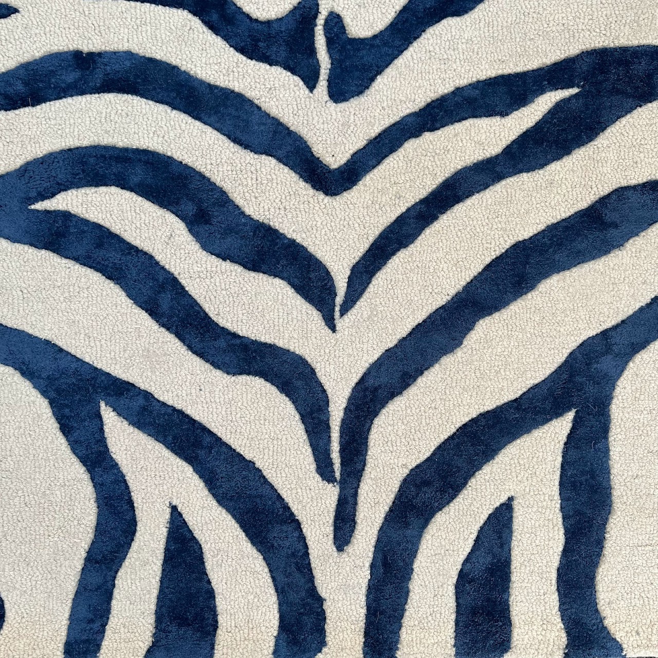 Wool and Faux Silk Zebra Area Rug