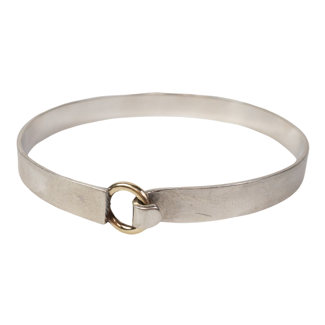 14K Gold & Sterling Silver Locking Bangle Bracelet