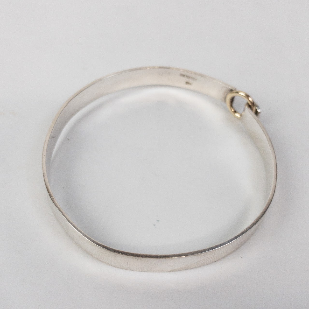 14K Gold & Sterling Silver Locking Bangle Bracelet