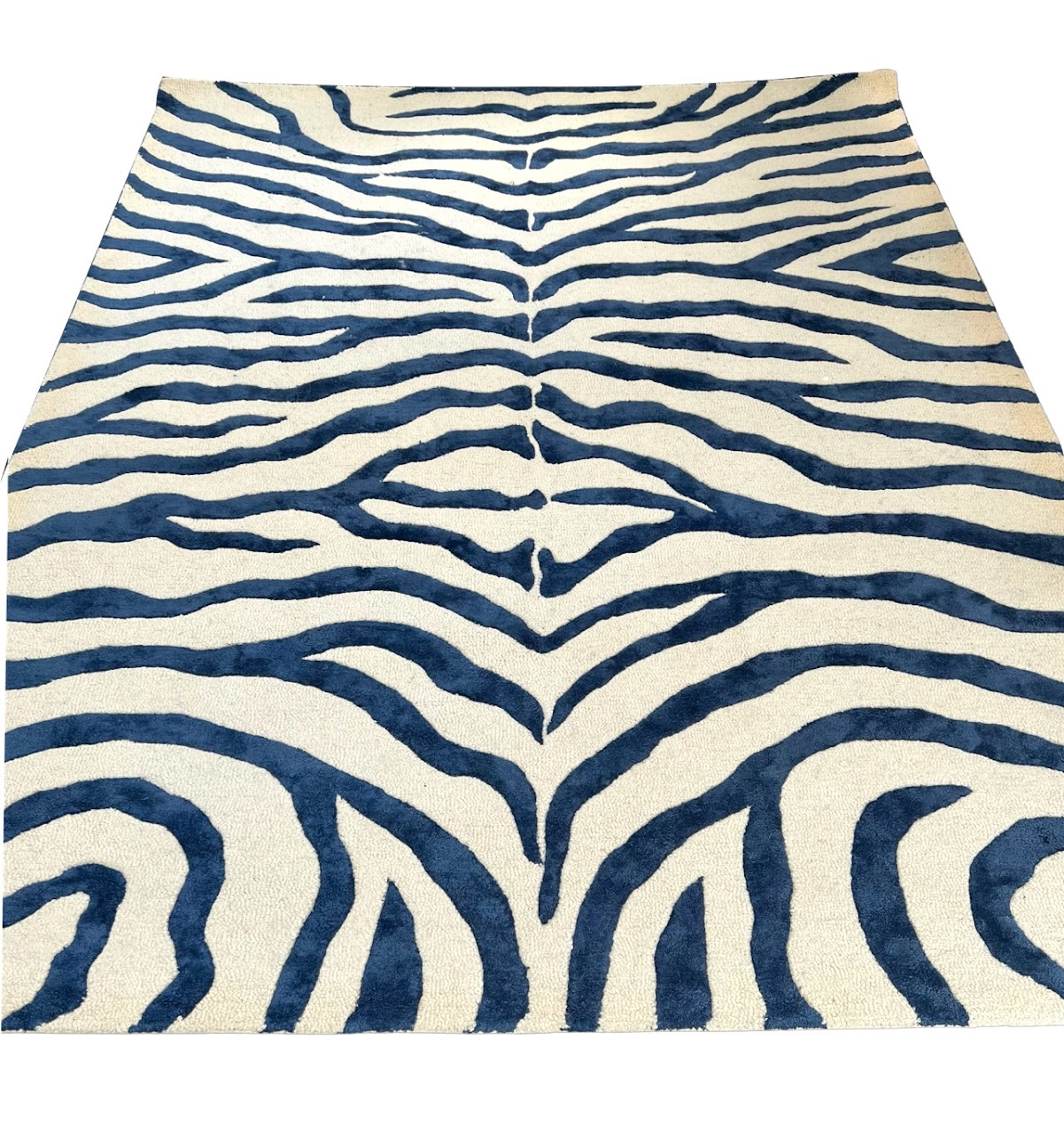 Wool and Faux Silk Zebra Area Rug