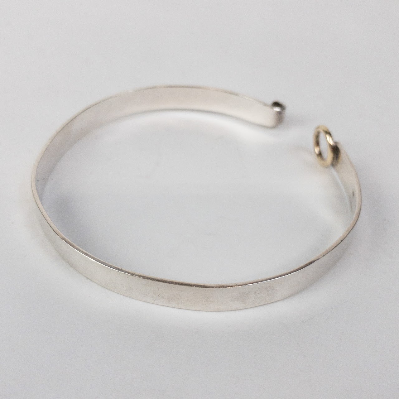 14K Gold & Sterling Silver Locking Bangle Bracelet