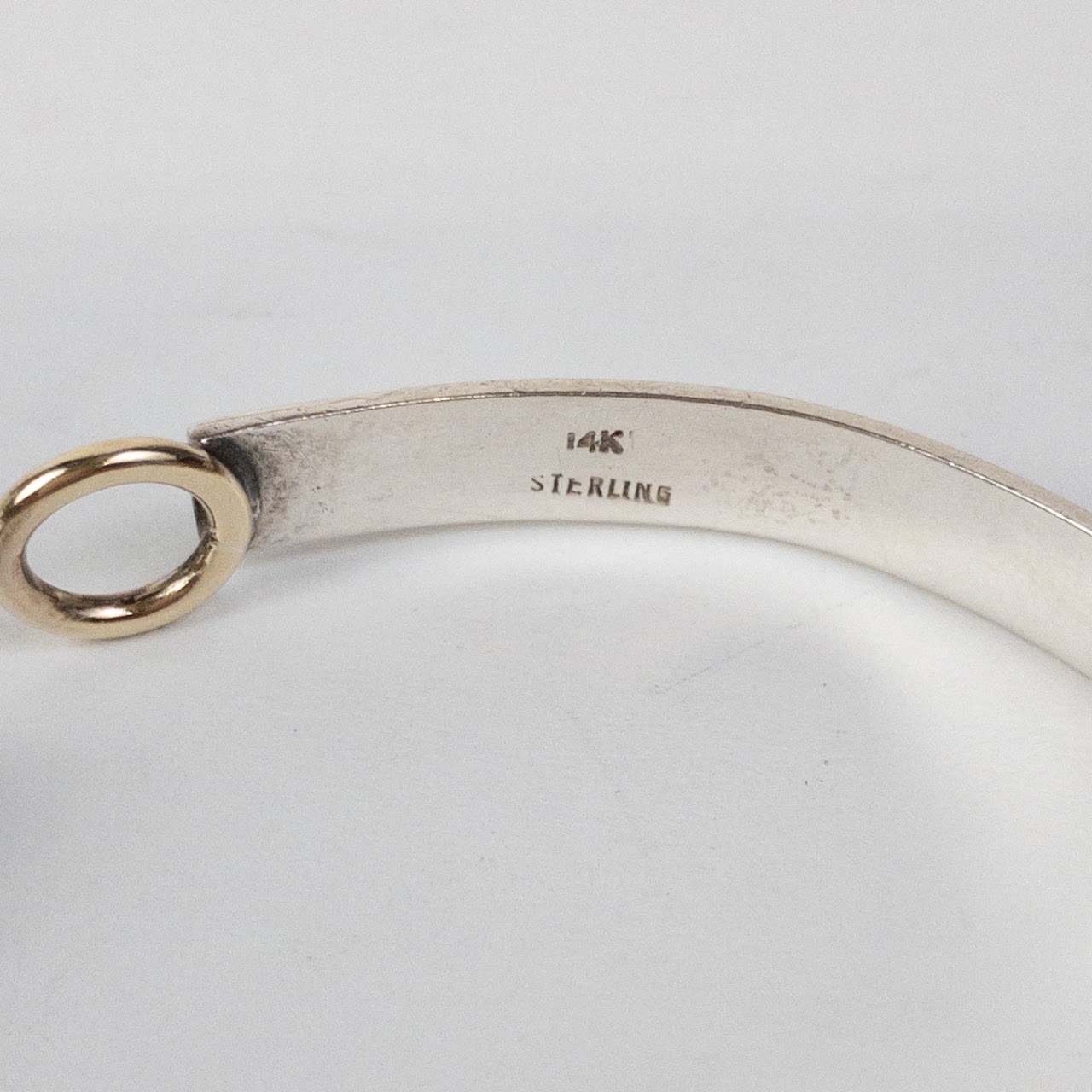 14K Gold & Sterling Silver Locking Bangle Bracelet