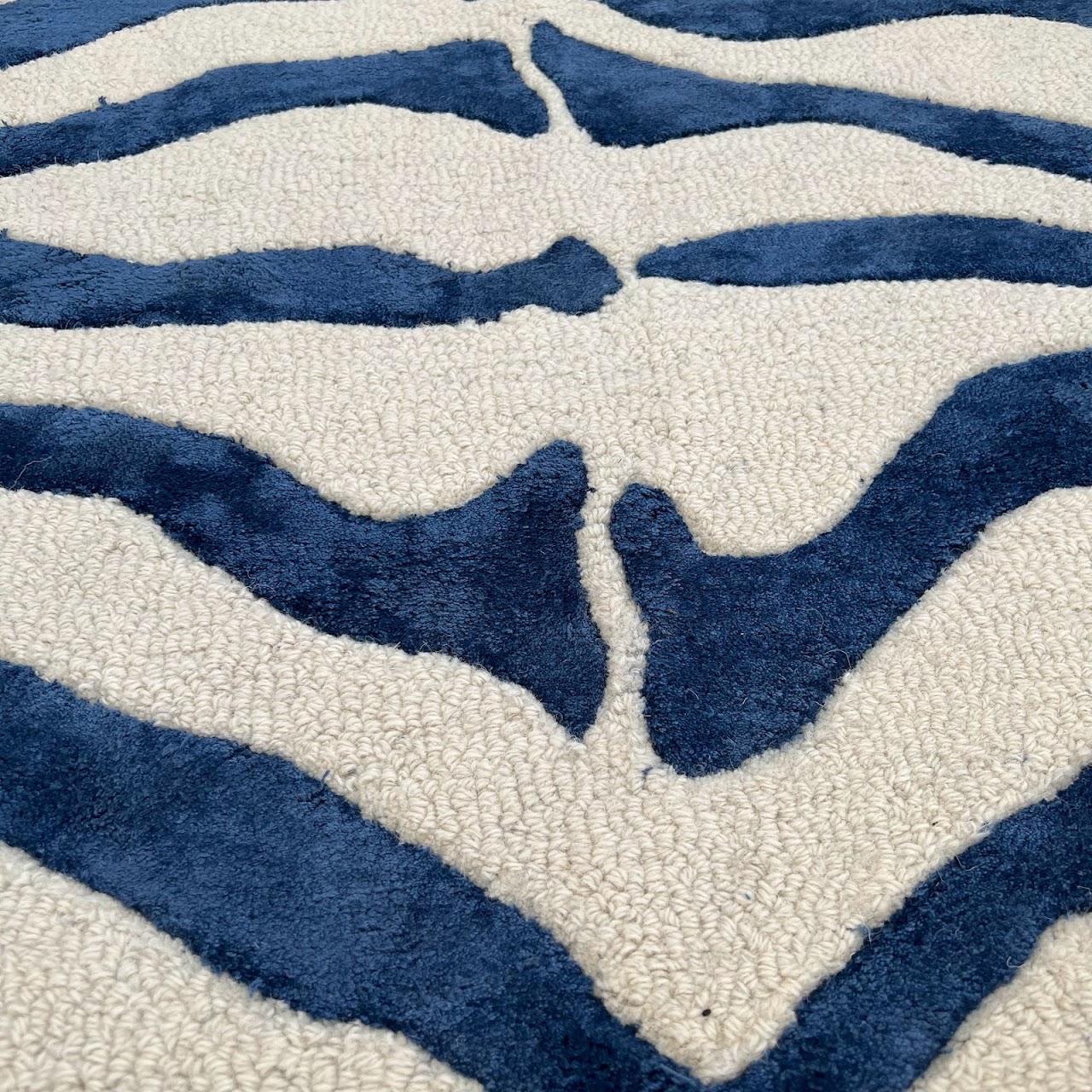 Wool and Faux Silk Zebra Area Rug