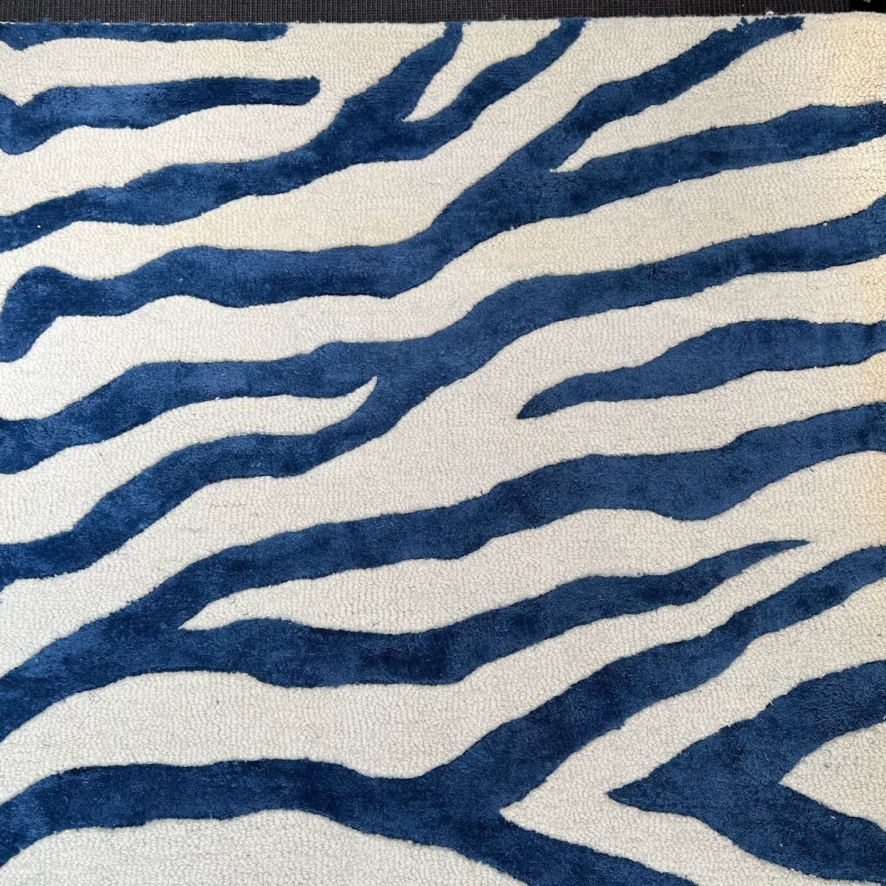 Wool and Faux Silk Zebra Area Rug