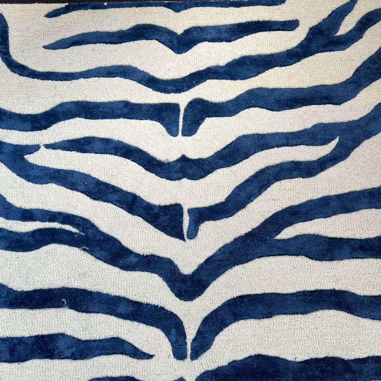 Wool and Faux Silk Zebra Area Rug