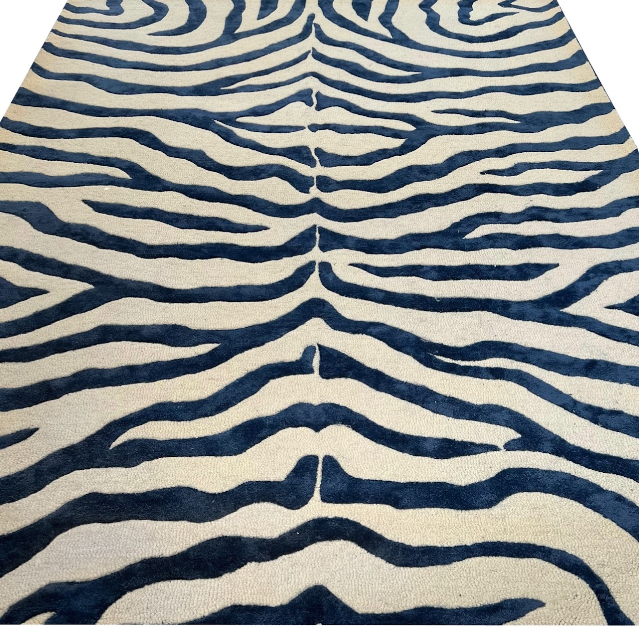 Wool and Faux Silk Zebra Area Rug