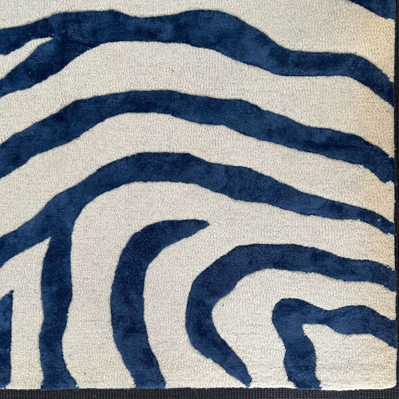 Wool and Faux Silk Zebra Area Rug