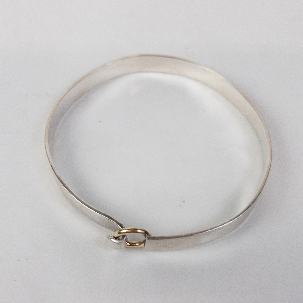 14K Gold & Sterling Silver Locking Bangle Bracelet