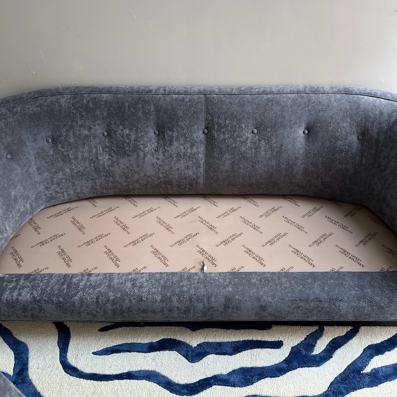 Mitchell Gold + Bob Williams Curved Back Tufted Velvet Sofa