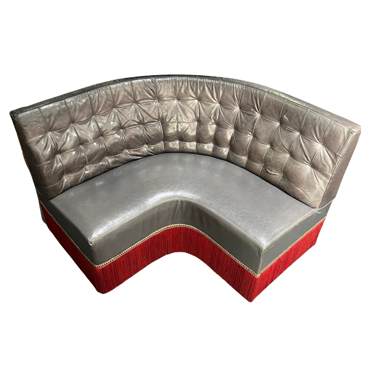 Tufted Leather Fringed Banquette