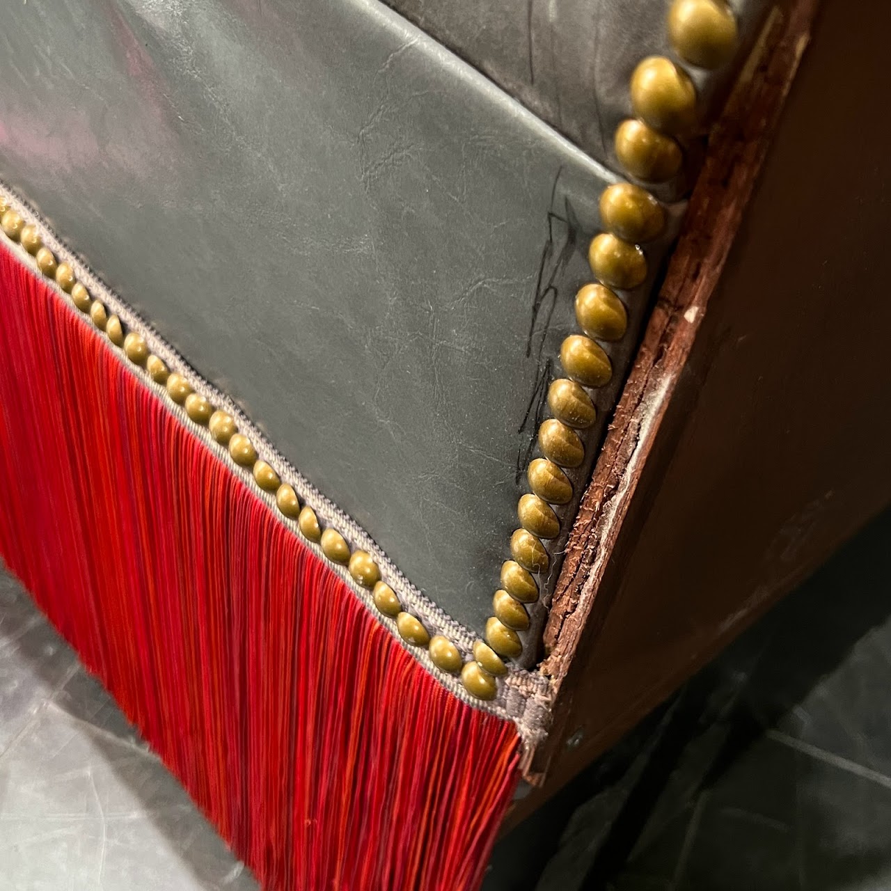 Tufted Leather Fringed Banquette