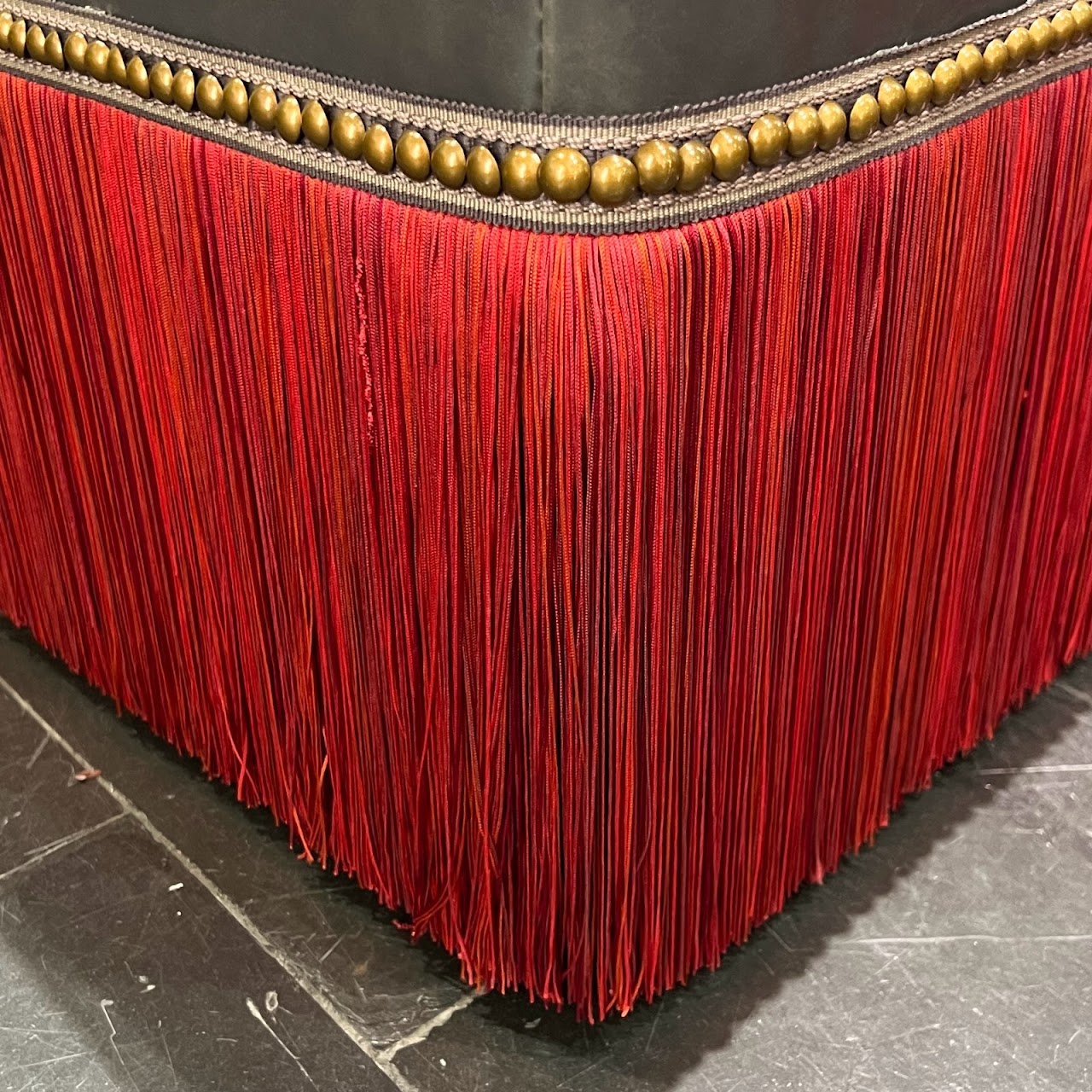 Tufted Leather Fringed Banquette