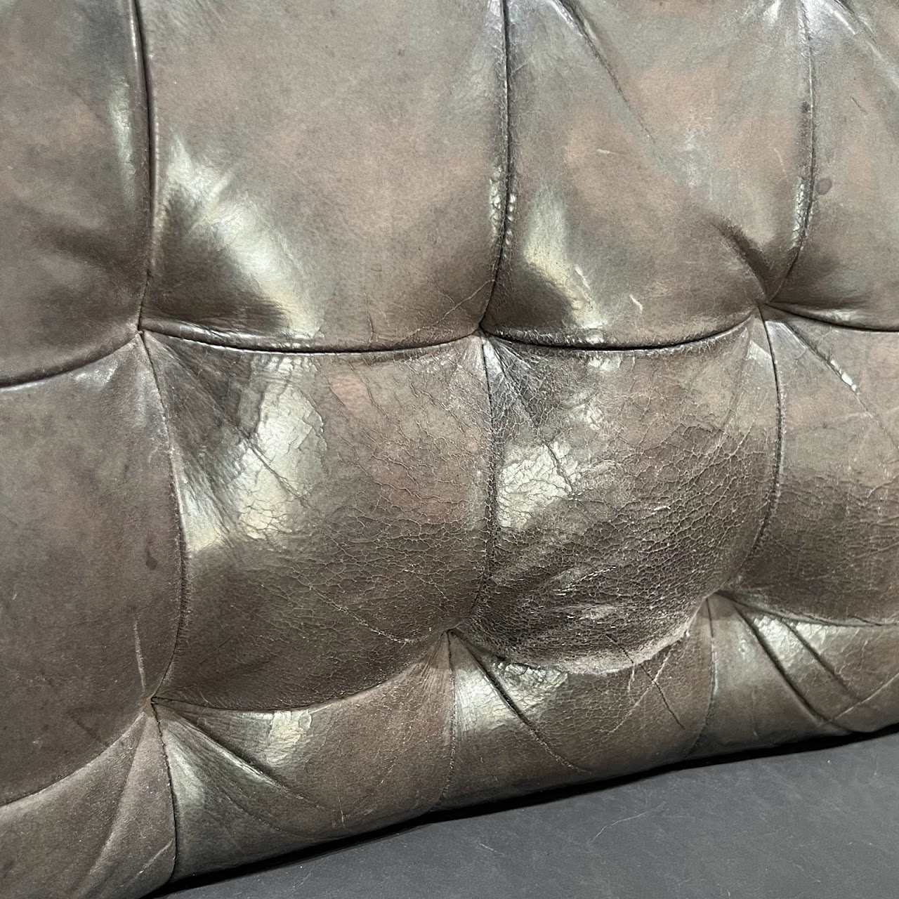 Tufted Leather Fringed Banquette