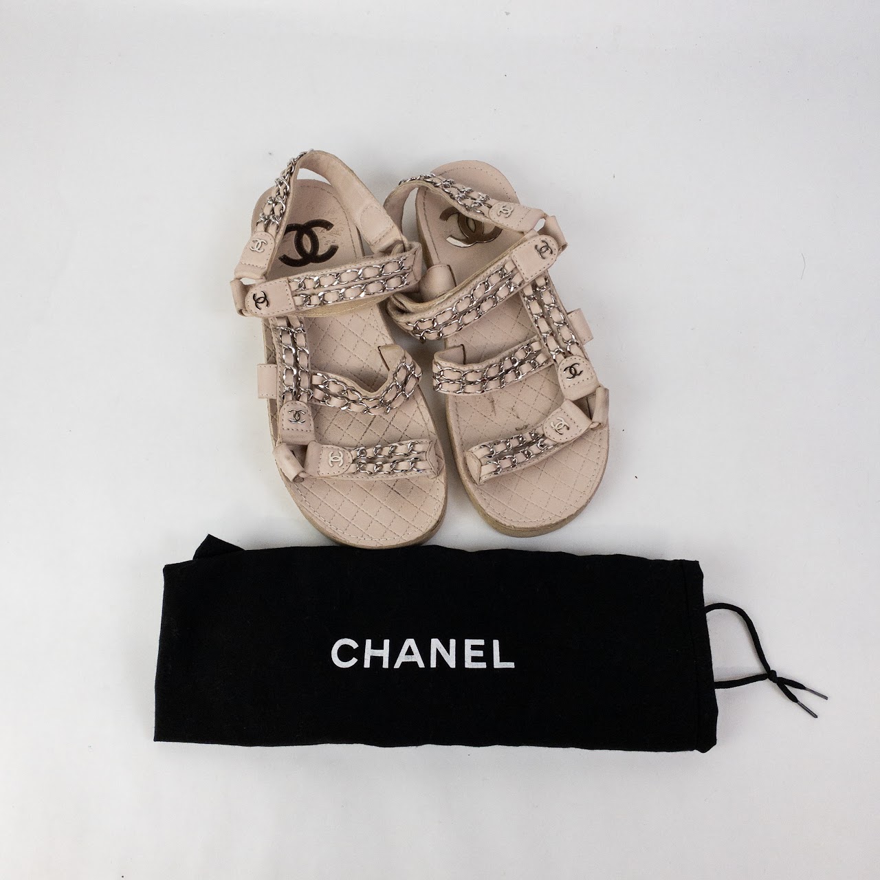 Chanel CC Logo Lambskin Chain Sandals