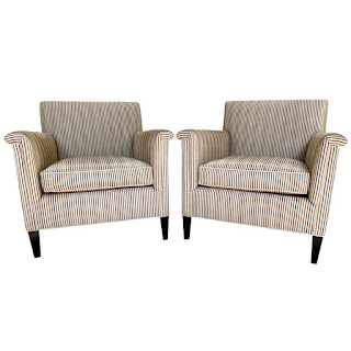 Velvet Jacquard Striped Custom Armchair Pair