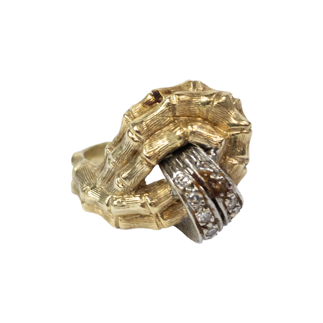 14K  Yellow and White Gold and Diamonds Ring