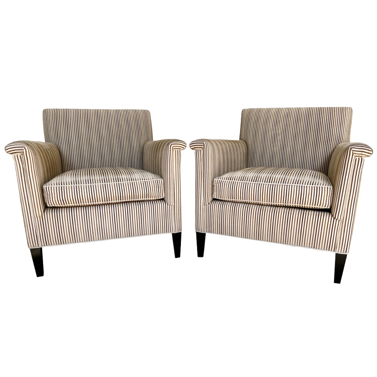 Velvet Jacquard Striped Custom Armchair Pair