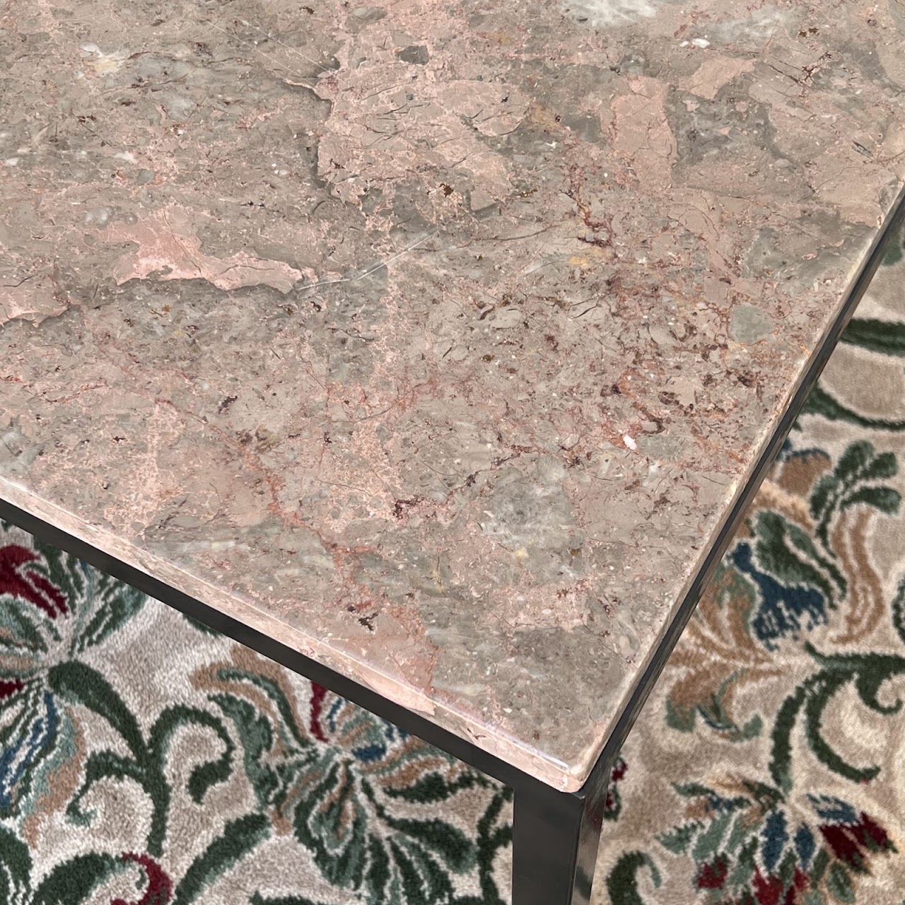 Portuguese Pink Marble Top Side Table