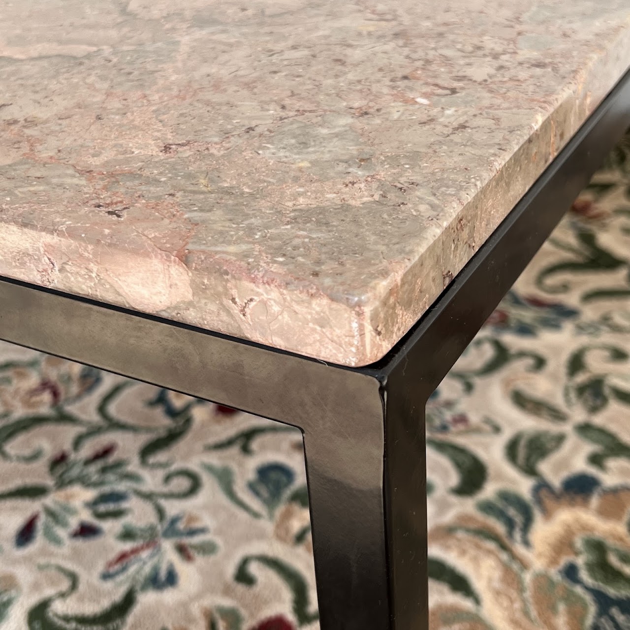 Portuguese Pink Marble Top Side Table