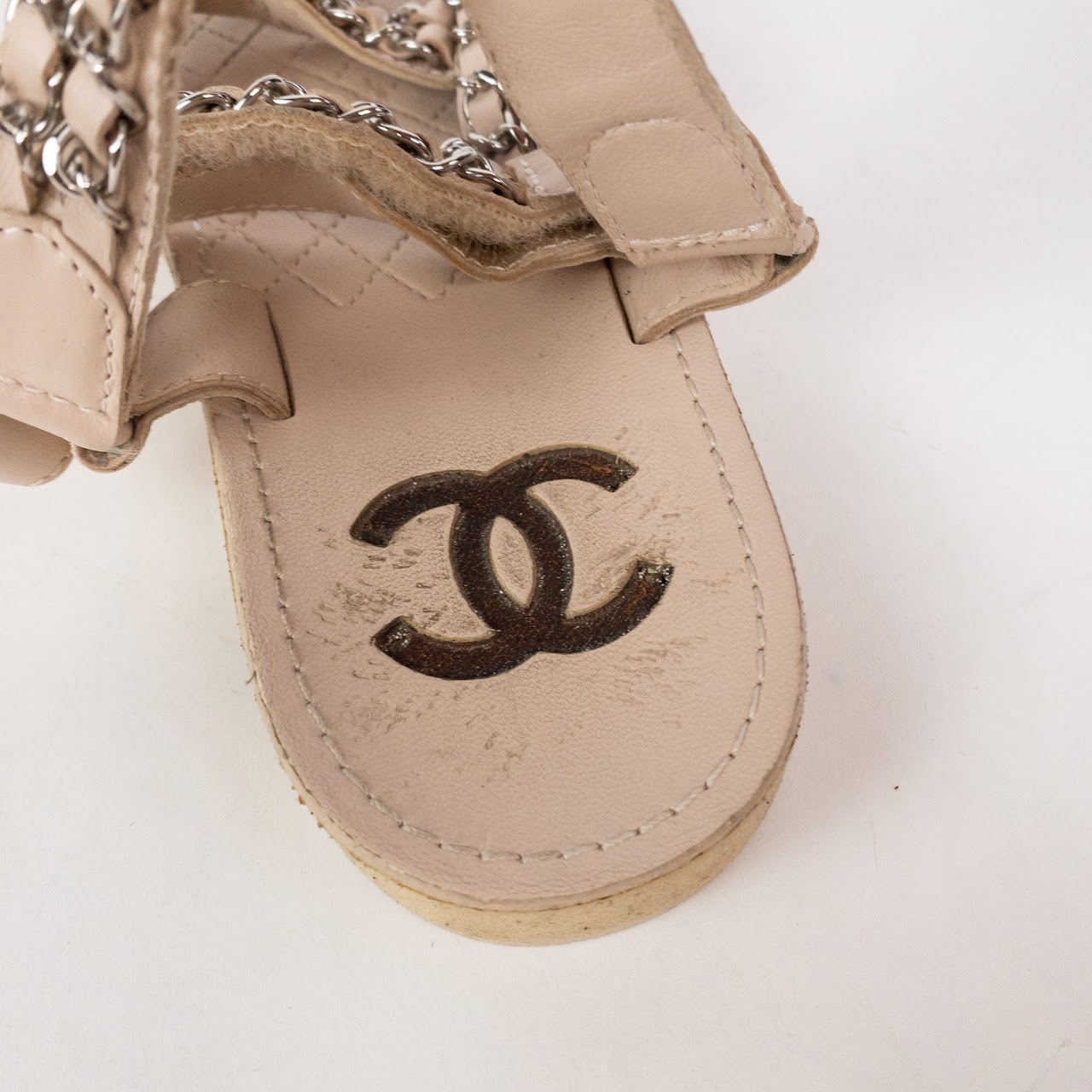 Chanel CC Logo Lambskin Chain Sandals