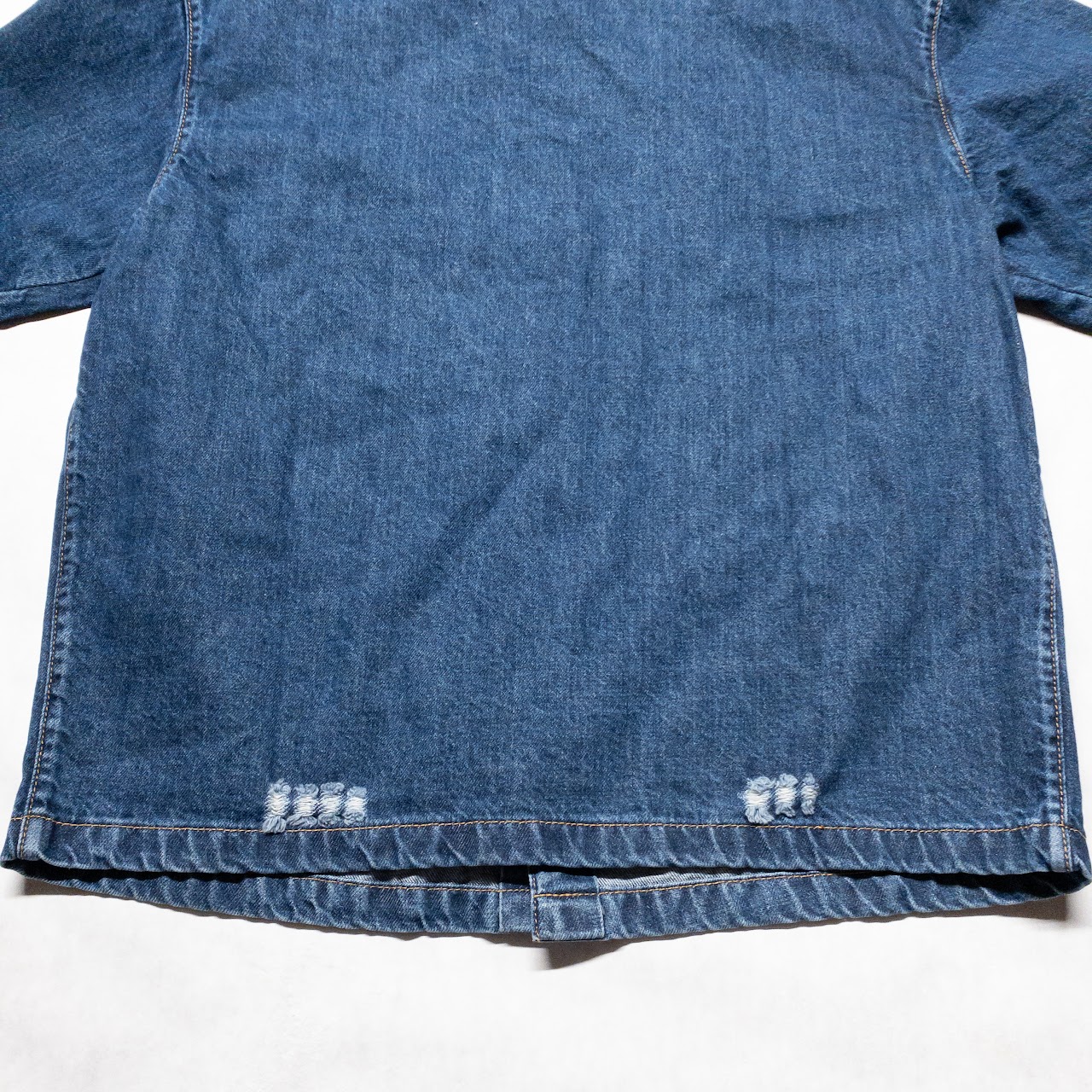 Prada Double Match Triangle Logo Denim Shirt