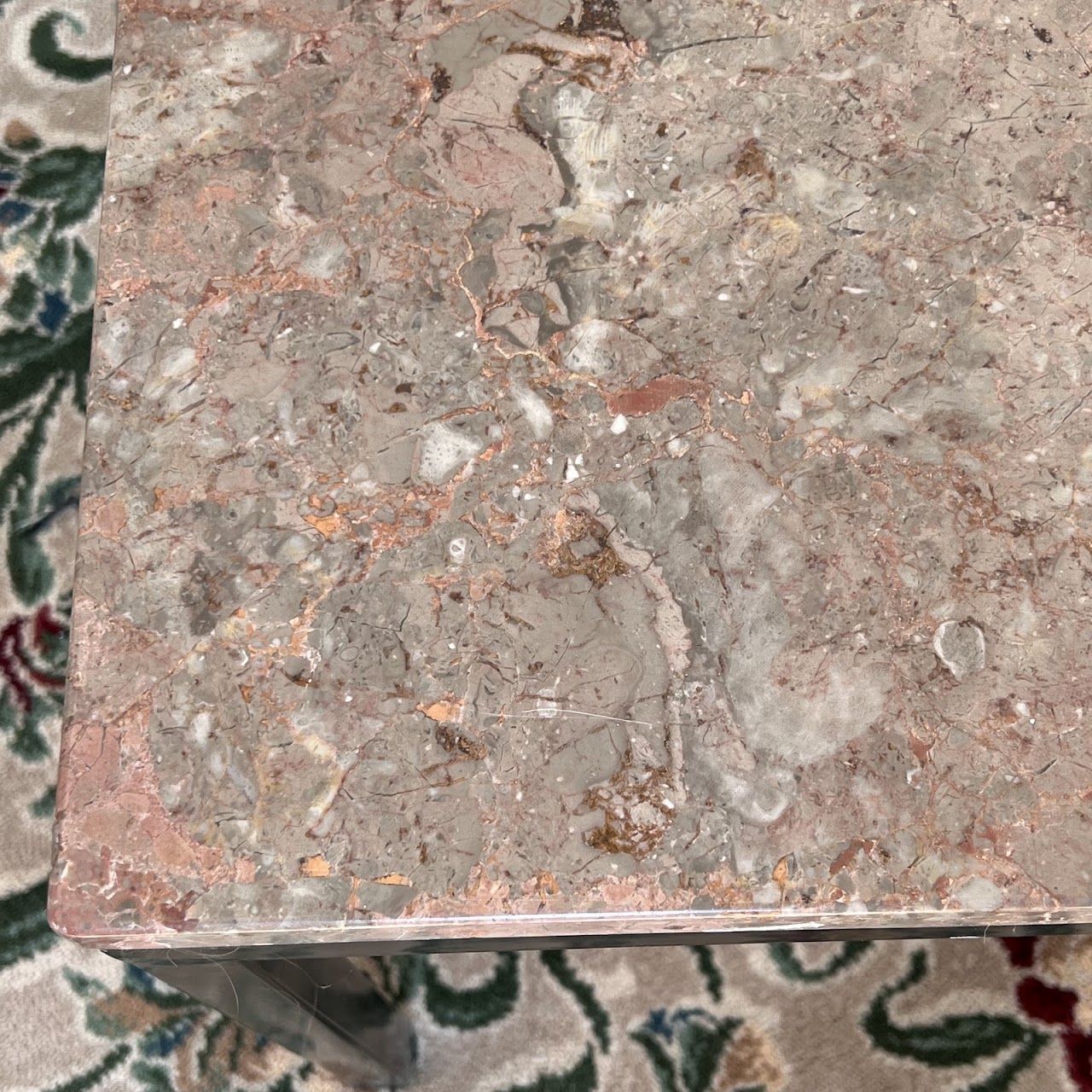 Portuguese Pink Marble Top Side Table