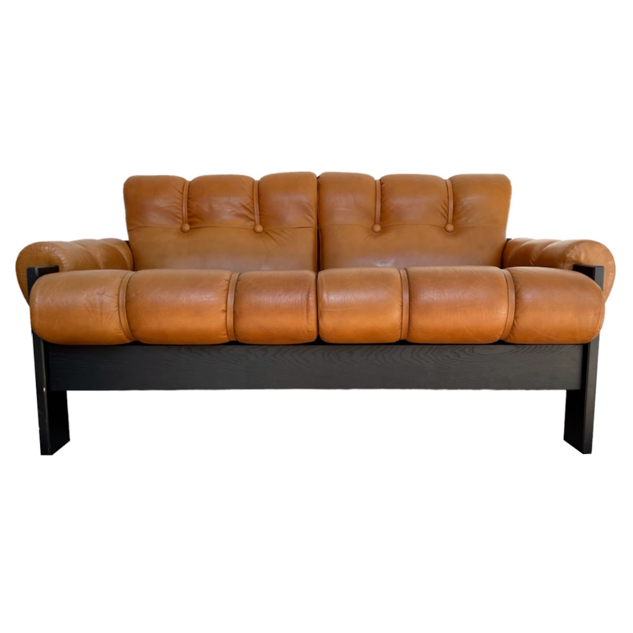 Uu-Vee Kaluste Oy Modernist Finnish Oak and Leather Settee