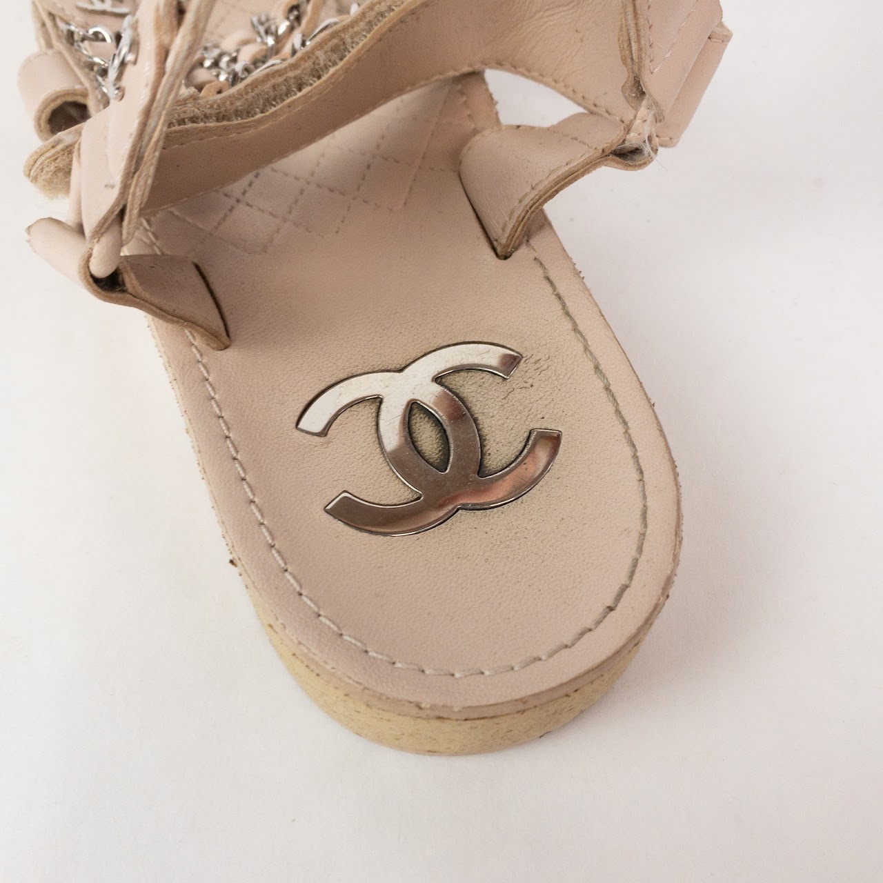 Chanel CC Logo Lambskin Chain Sandals